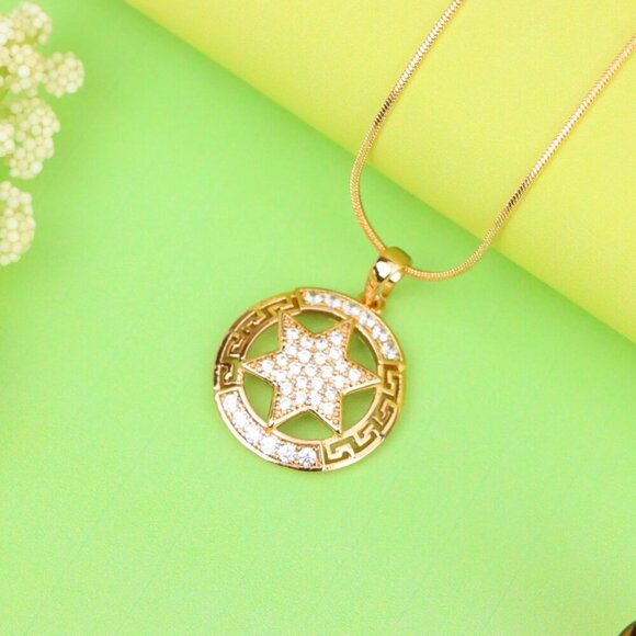 "Sparkling Starburst Circle Rose Gold Pendant, XPPT1317 - Picture 3 of 12